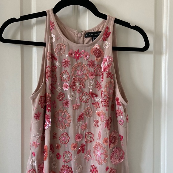 Aidan Mattox Beaded Sequin Mini Dress Women's Size 6 Pink $495 - Picture 2 of 5